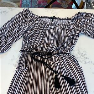 Striped off shoulder romper